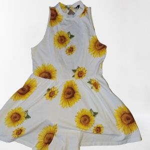 Forever 21 Sunflower Sleeveless Open Back Romper